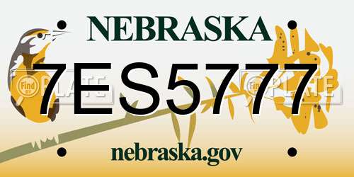 7ES5777 Nebraska License Plate