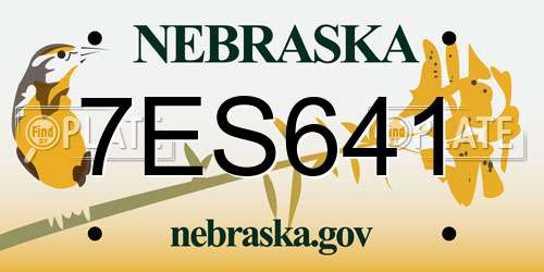7ES641 Nebraska License Plate