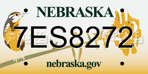 7ES8272 Nebraska License Plate