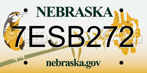 7ESB272 Nebraska License Plate