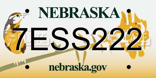 7ESS222 Nebraska License Plate