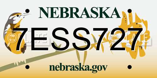 7ESS727 Nebraska License Plate
