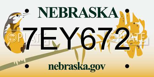 7EY672 Nebraska License Plate