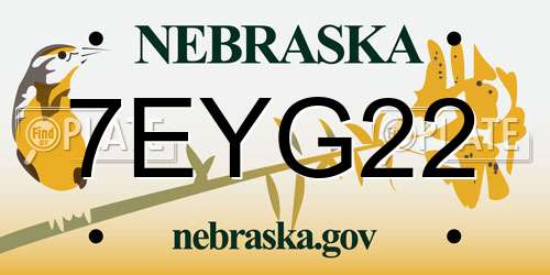 7EYG22 Nebraska License Plate