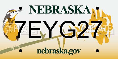 7EYG27 Nebraska License Plate