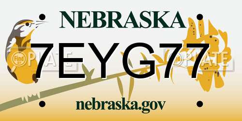 7EYG77 Nebraska License Plate
