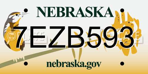 7EZB593 Nebraska License Plate