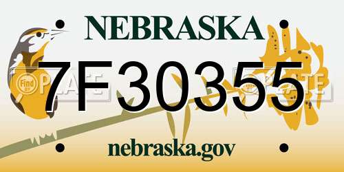 7F30355 Nebraska License Plate