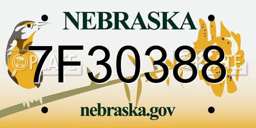 7F30388 Nebraska License Plate
