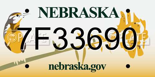 7F33690 Nebraska License Plate