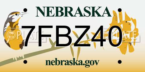 7FBZ40 Nebraska License Plate