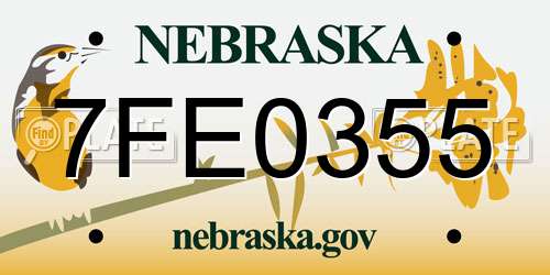 7FE0355 Nebraska License Plate