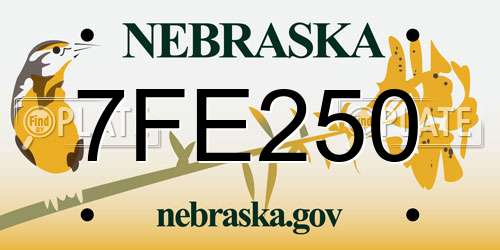 7FE250 Nebraska License Plate