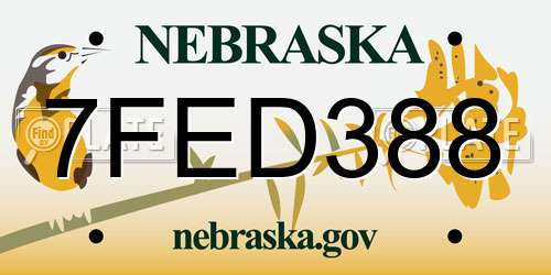 7FED388 Nebraska License Plate
