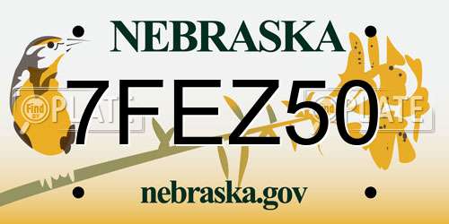 7FEZ50 Nebraska License Plate