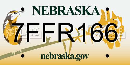 7FFR166 Nebraska License Plate