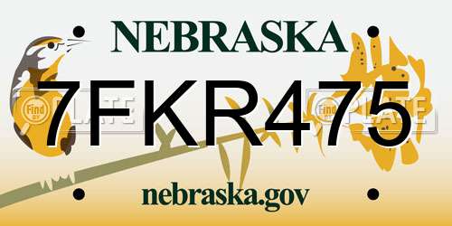7FKR475 Nebraska License Plate