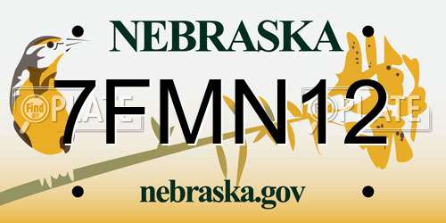 7FMN12 Nebraska License Plate