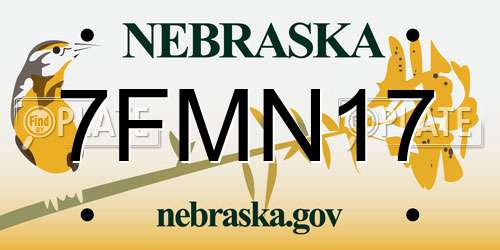 7FMN17 Nebraska License Plate