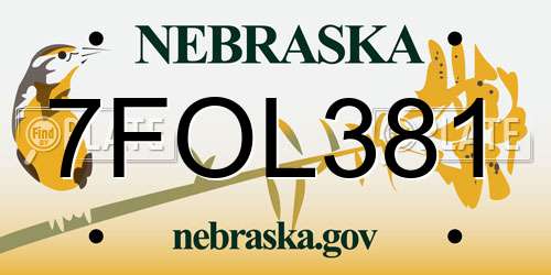 7FOL381 Nebraska License Plate