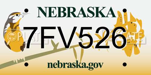 7FV526 Nebraska License Plate