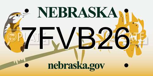 7FVB26 Nebraska License Plate