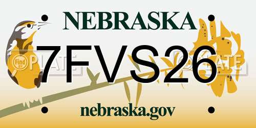 7FVS26 Nebraska License Plate
