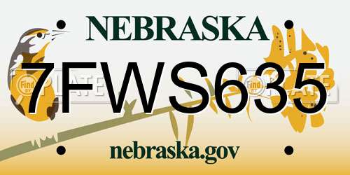 7FWS635 Nebraska License Plate