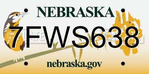 7FWS638 Nebraska License Plate