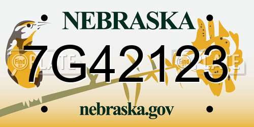 7G42123 Nebraska License Plate