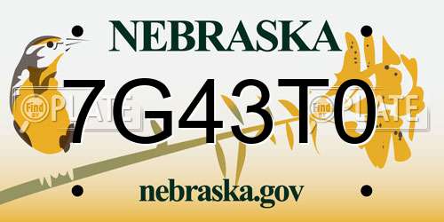 7G43T0 Nebraska License Plate