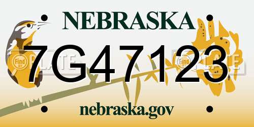 7G47123 Nebraska License Plate