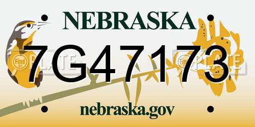 7G47173 Nebraska License Plate