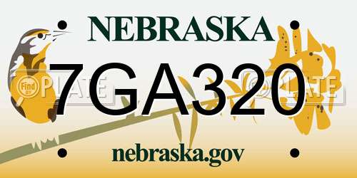 7GA320 Nebraska License Plate
