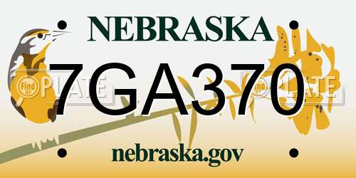 7GA370 Nebraska License Plate