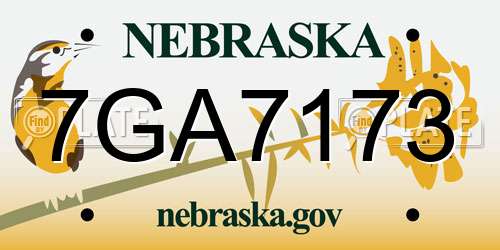 7GA7173 Nebraska License Plate