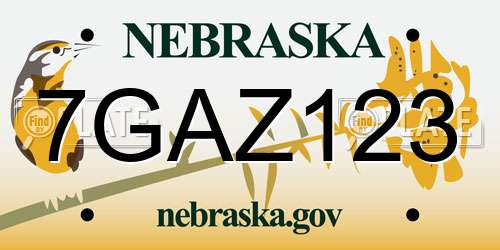 7GAZ123 Nebraska License Plate