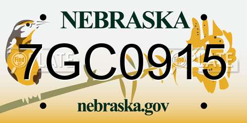 7GC0915 Nebraska License Plate