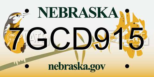 7GCD915 Nebraska License Plate