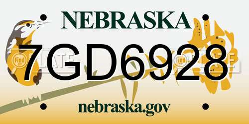 7GD6928 Nebraska License Plate