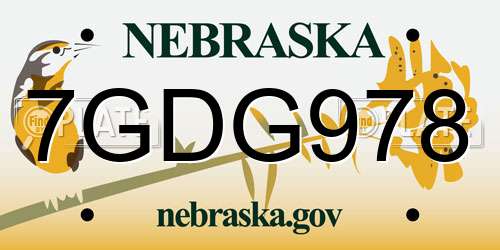 7GDG978 Nebraska License Plate