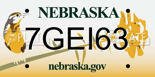 7GEI63 Nebraska License Plate