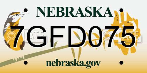 7GFD075 Nebraska License Plate