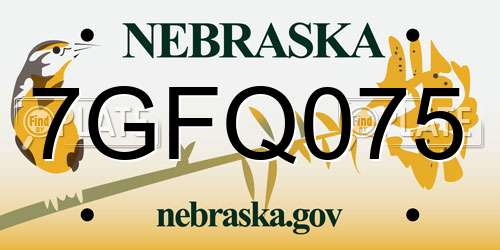 7GFQ075 Nebraska License Plate