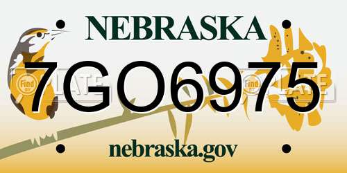 7GO6975 Nebraska License Plate