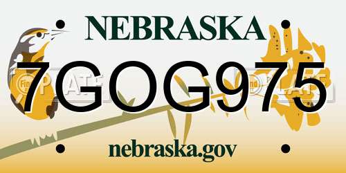 7GOG975 Nebraska License Plate