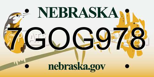 7GOG978 Nebraska License Plate