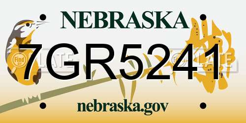 7GR5241 Nebraska License Plate