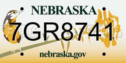 7GR8741 Nebraska License Plate