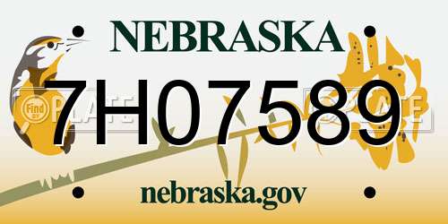 7H07589 Nebraska License Plate